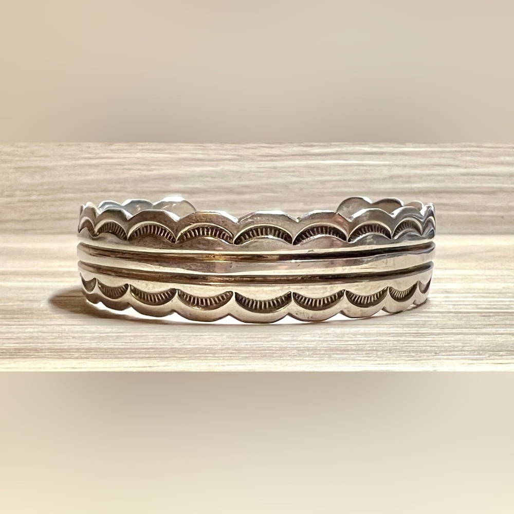Vintage Navajo Mike Chee Sterling Silver Cuff Bracelet
